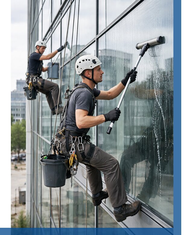 Мойка витражей альпинистами в Королёве от 728 р. под ключ|ВЫСОТНИК-Кор