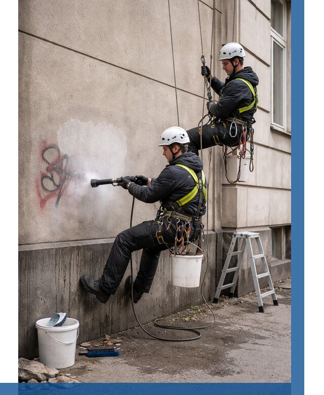 Удаление граффити с фасада в Королёве от 4679 р. | ВЫСОТНИК-Кор