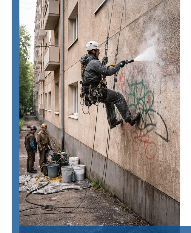 Удаление граффити с фасада в Королёве без следов и повреждений