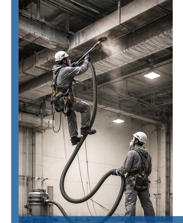 Обеспыливание потолочных конструкций в Королёве промышленным альпинизмом