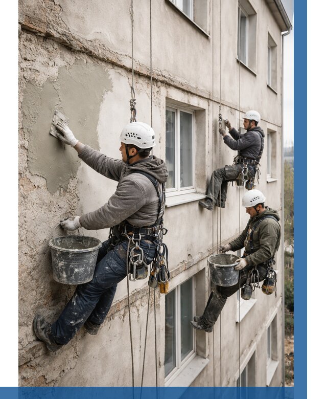 Ремонт штукатурного фасада в Королёве от 780 р. под ключ | ВЫСОТНИК-Кор