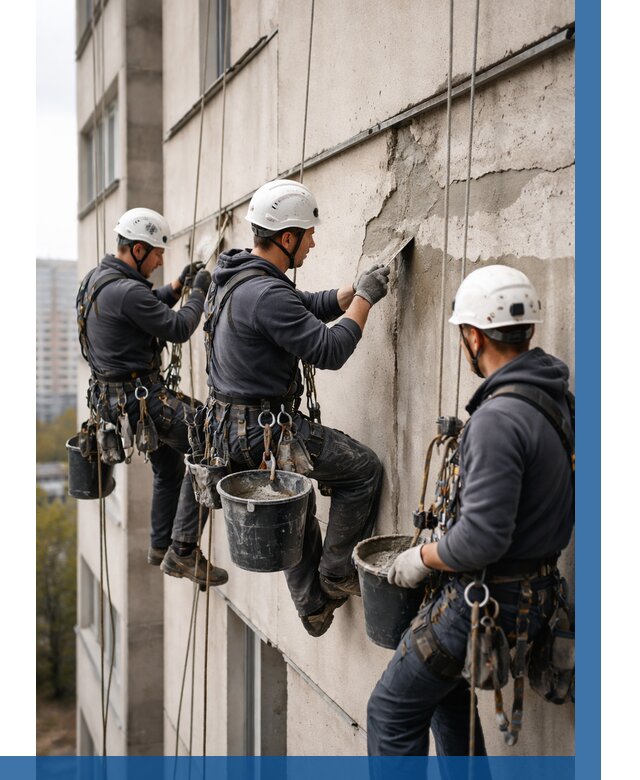 Ремонт бетонных элементов фасада в Королёве от 2599 р. | ВЫСОТНИК-Кор