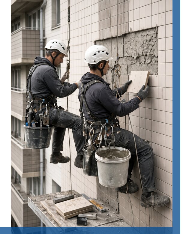 Ремонт облицовки фасада плиткой в Королёве от 1871 р. | ВЫСОТНИК-Кор