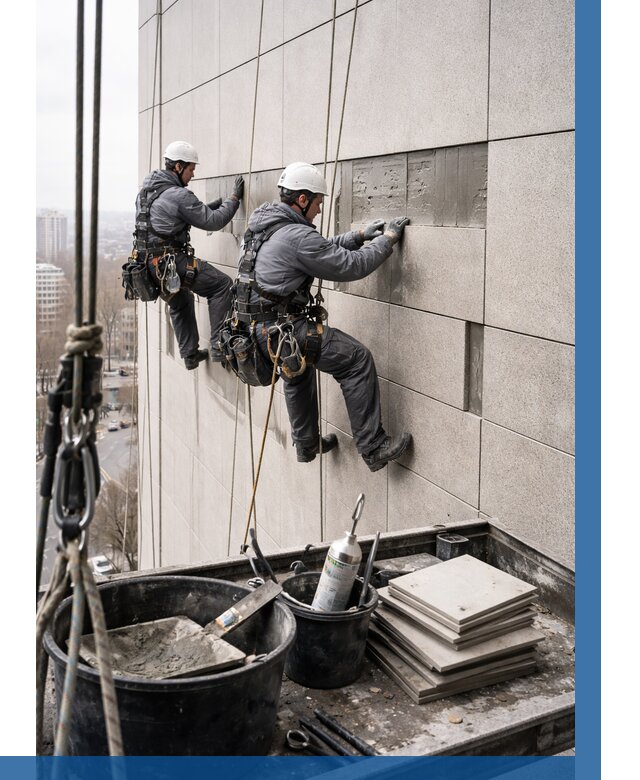 Ремонт фасада из керамогранита в Королёве от 2599 р. | ВЫСОТНИК-Кор