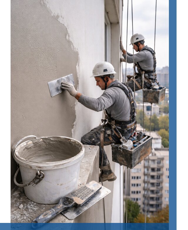 Шпаклевка фасада на высоте в Королёве от 728 р. | ВЫСОТНИК-Кор