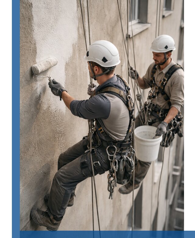 Грунтовка фасада на высоте в Королёве промышленными альпинистами