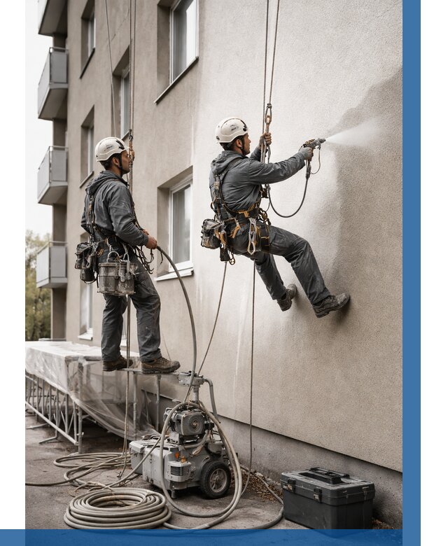 Безвоздушная покраска фасада в Королёве от 229 р/м² | ВЫСОТНИК-Кор