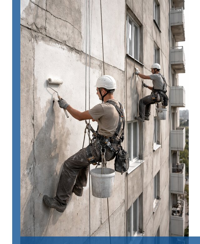 Покраска бетонного фасада в Королёве для жилых и промышленных объектов