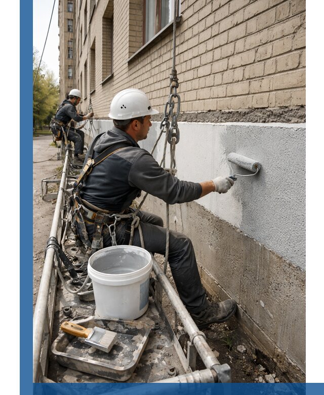 Окраска цоколя здания в Королёве профессионально и надежно