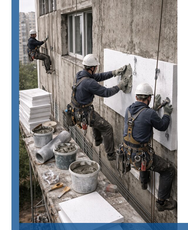 Утепление фасада пенополистиролом в Королёве под ключ