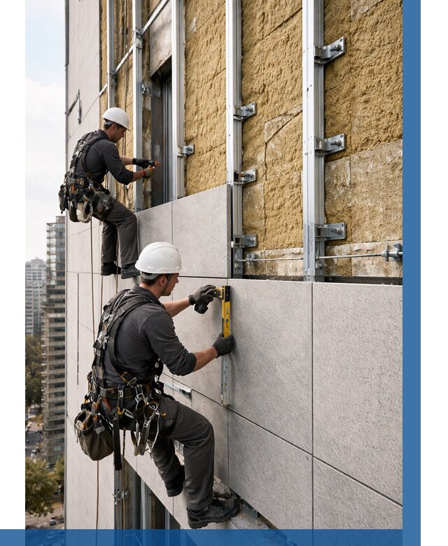 Монтаж вентилируемого фасада в Королёве от 3639 р. | ВЫСОТНИК-Кор