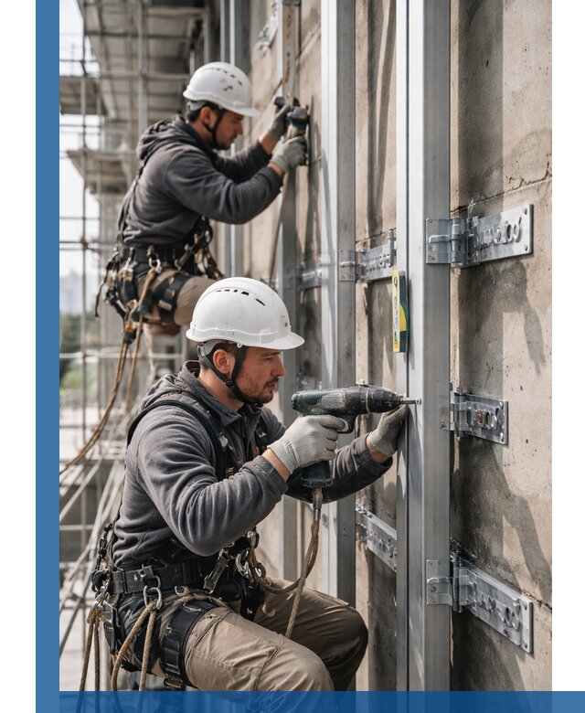 Монтаж и крепление подсистемы вентфасада в Королёве