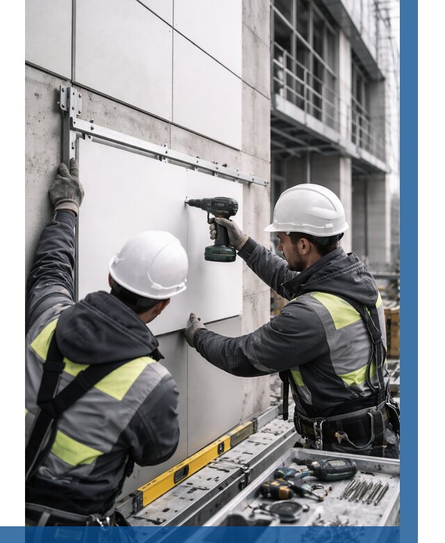 Монтаж композитных панелей фасада в Королёве от 2599 р. | ВЫСОТНИК-Кор