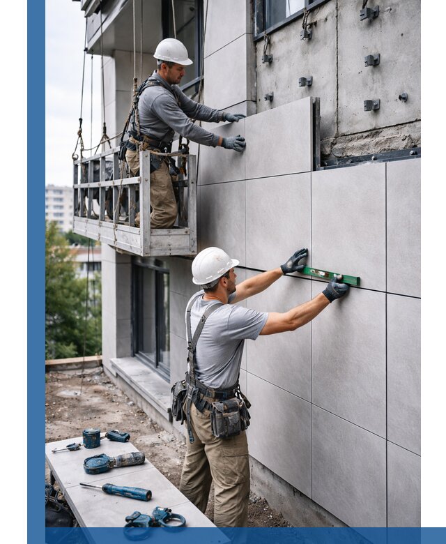 Монтаж керамогранита на фасад в Королёве под ключ с гарантией качества