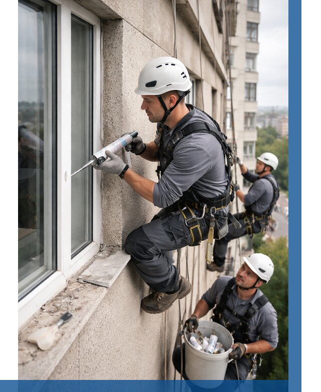 Герметизация оконных швов снаружи в Королёве от 1560 р. | ВЫСОТНИК-Кор