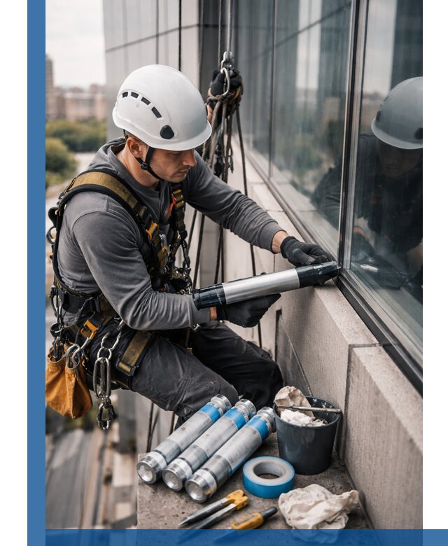 Герметизация стыков витража в Королёве для герметичных фасадов