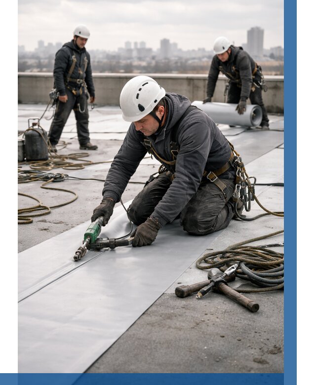 Ремонт мембранной кровли в Королёве от 1871 р./м2 | ВЫСОТНИК-Кор