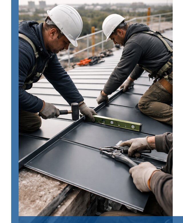 Монтаж фальцевой кровли в Королёве для промышленных зданий