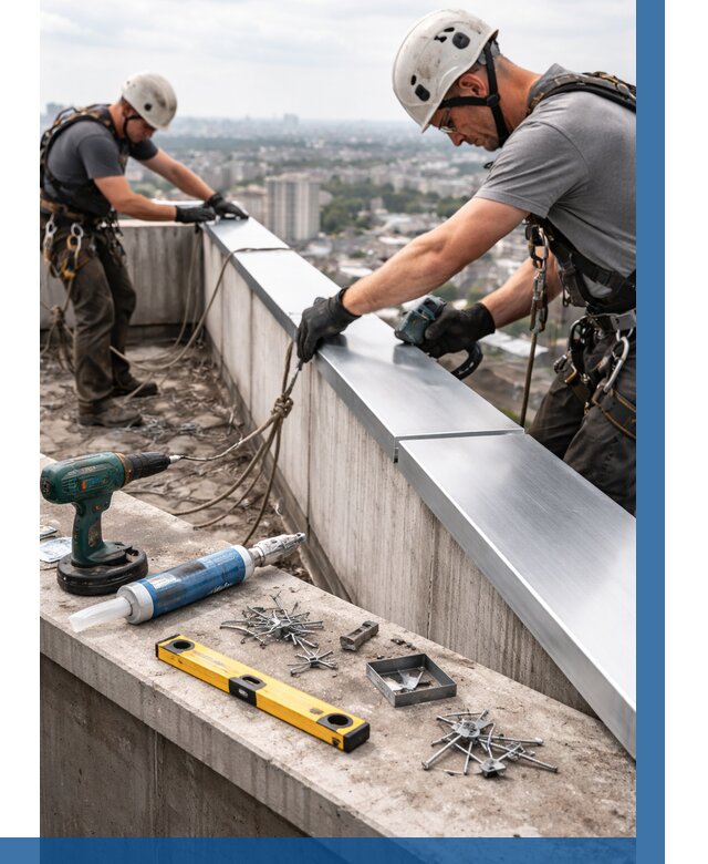 Монтаж парапетных крышек в Королёве от 832 р. | ВЫСОТНИК-Кор