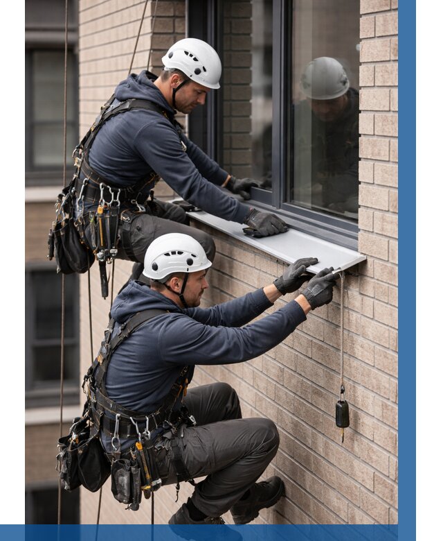 Монтаж оконных отливов под ключ в Королёве от 3639 р. | ВЫСОТНИК-Кор