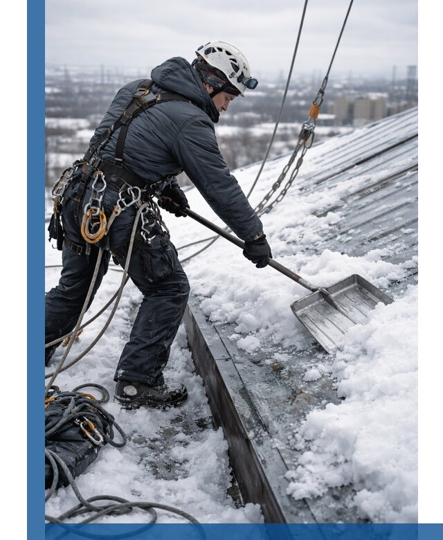 Профессиональная очистка кровли от снега и наледи в Королёве