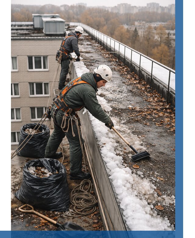 Очистка кровли по периметру в Королёве от 572 р. | ВЫСОТНИК-Кор