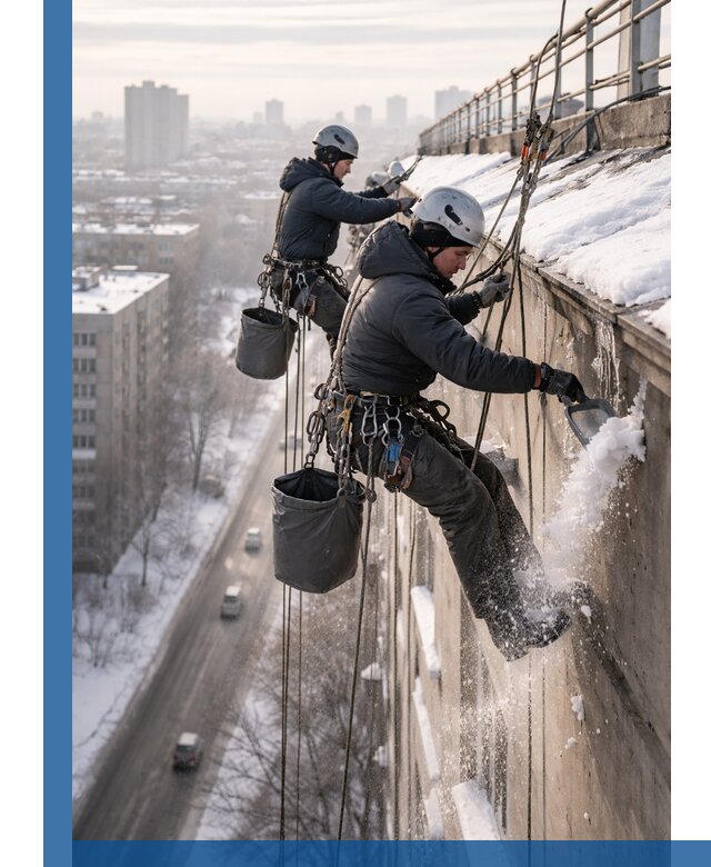 Очистка карнизов от снега в Королёве профессионально и безопасно