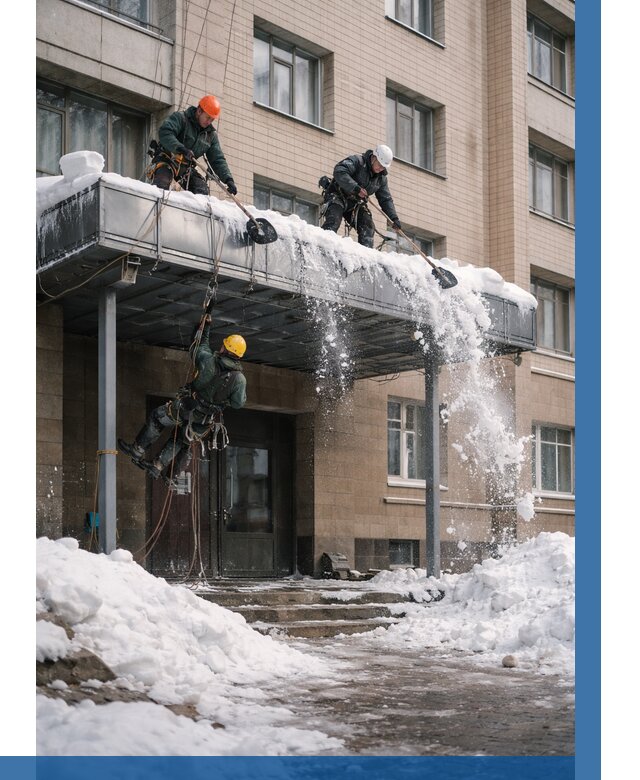 Очистка козырьков от снега в Королёве от 3639 р. | ВЫСОТНИК-Кор