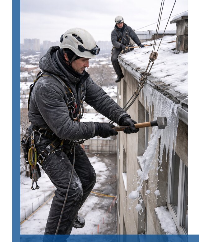 Сбивание и удаление сосулек с крыши в Королёве безопасно