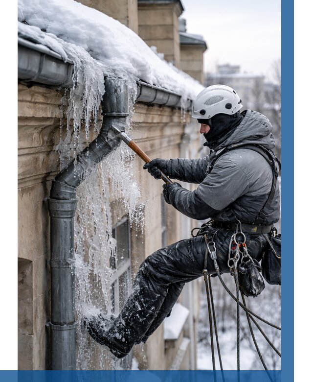 Очистка водостоков от льда в Королёве от 3639 р. | ВЫСОТНИК-Кор