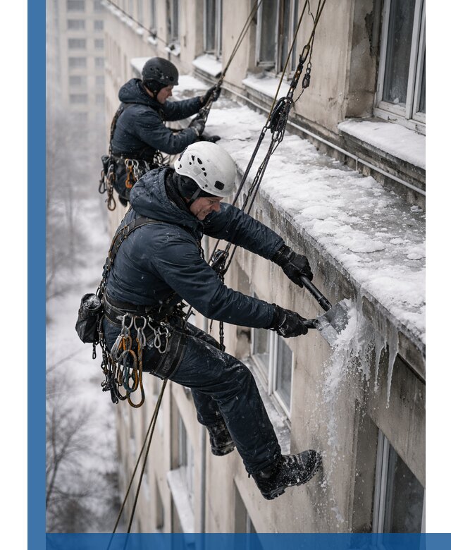 Удаление наледи и сосулек с карнизов в Королёве профессионально