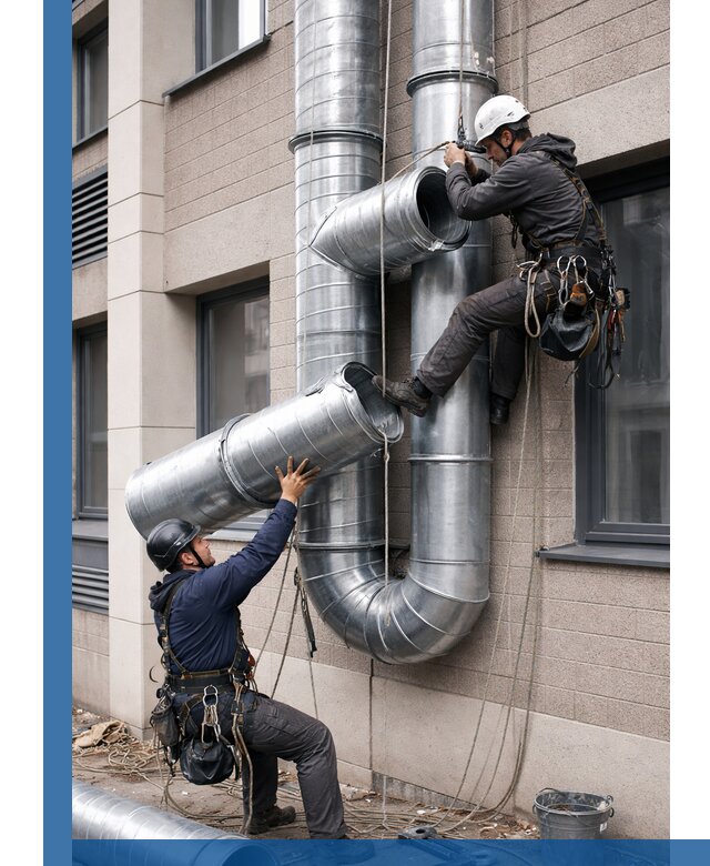 Монтаж фасадных воздуховодов в Королёве с герметизацией и крепежом