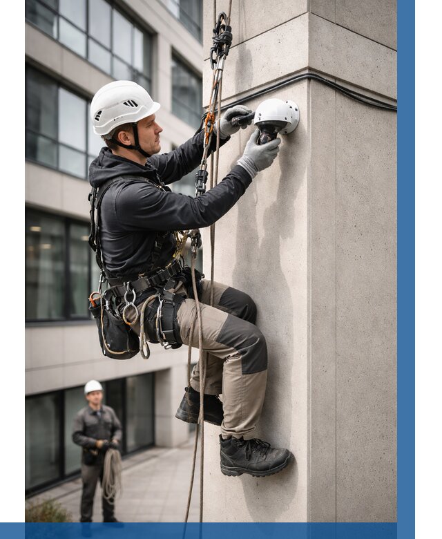 Монтаж камер видеонаблюдения на фасаде в Королёве от 8837 р.-ВЫСОТНИК-Кор