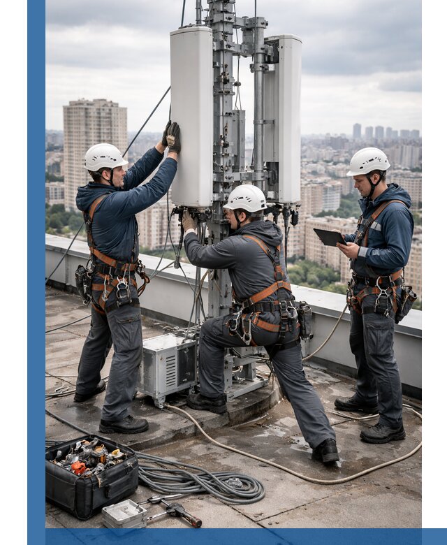 Монтаж антенн связи на крыше в Королёве с вводом в эксплуатацию