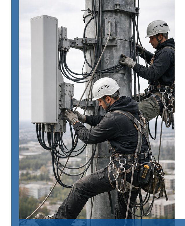 Монтаж оборудования связи на мачте в Королёве с пусконаладкой