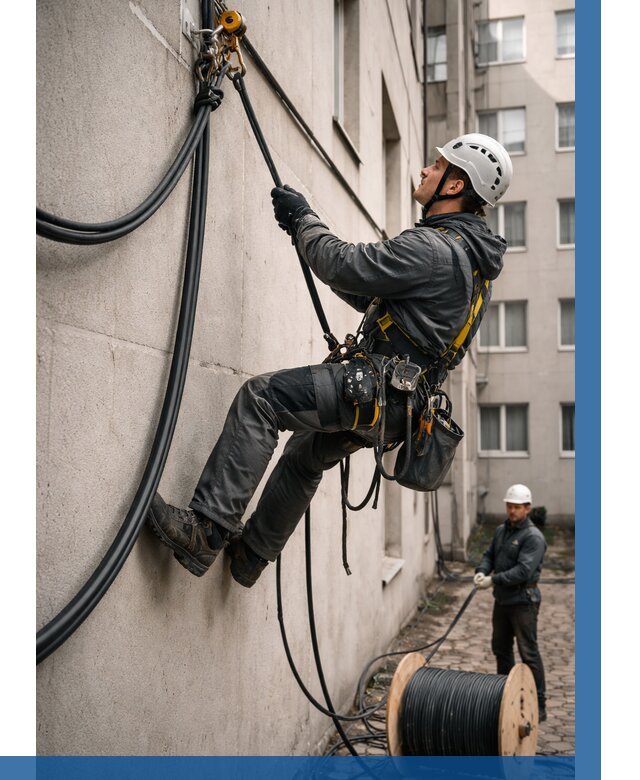 Протяжка кабеля питания на высоте в Королёве от 468 р. | ВЫСОТНИК-Кор