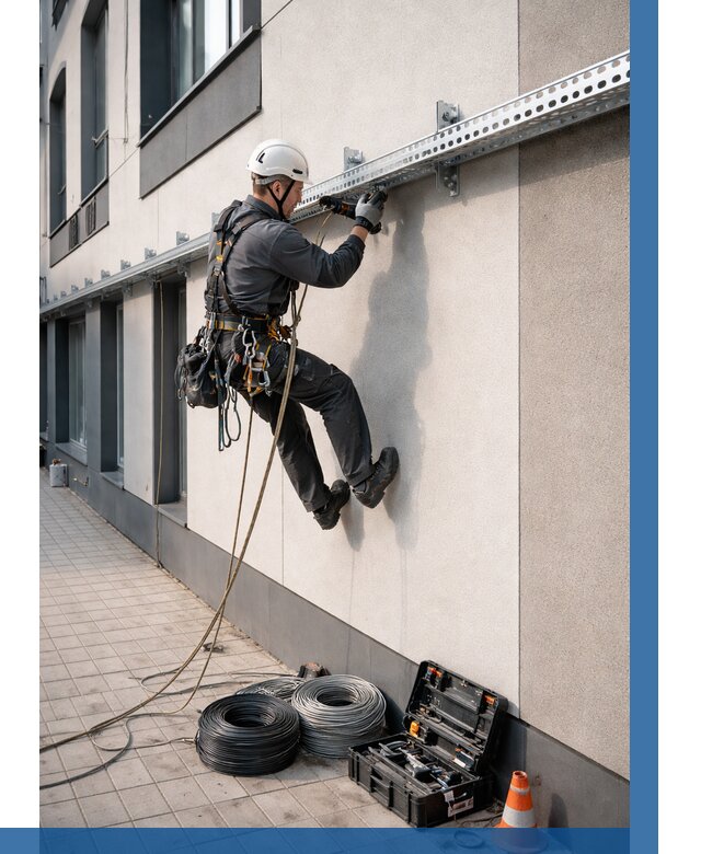 Монтаж кабельных лотков на фасаде в Королёве от 1248 р. | ВЫСОТНИК-Кор