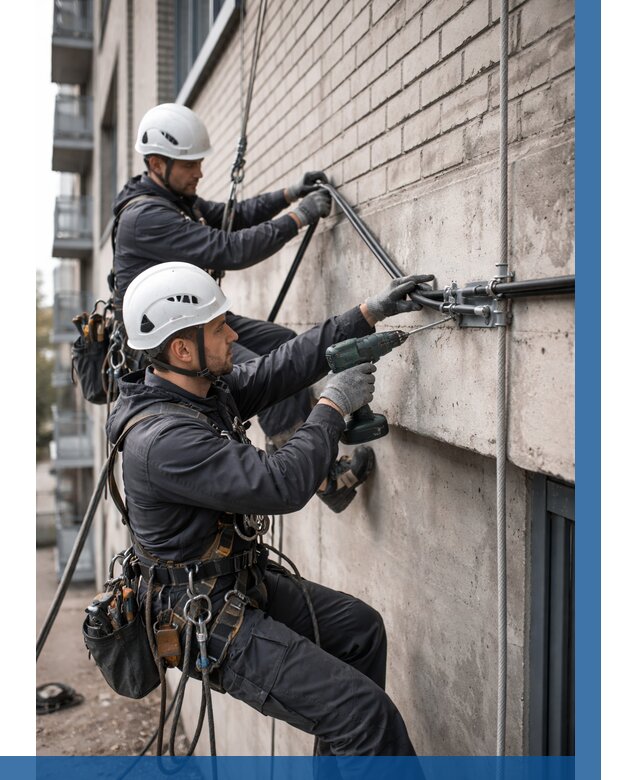 Крепление кабеля на фасаде в Королёве от 364 р. | ВЫСОТНИК-Кор