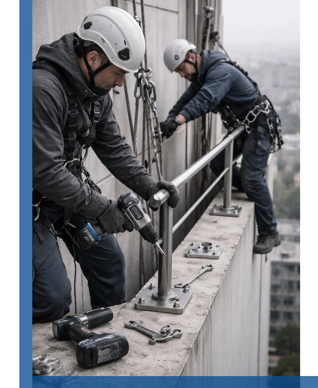 Монтаж перил на высоте в Королёве для жилых и промобъектов