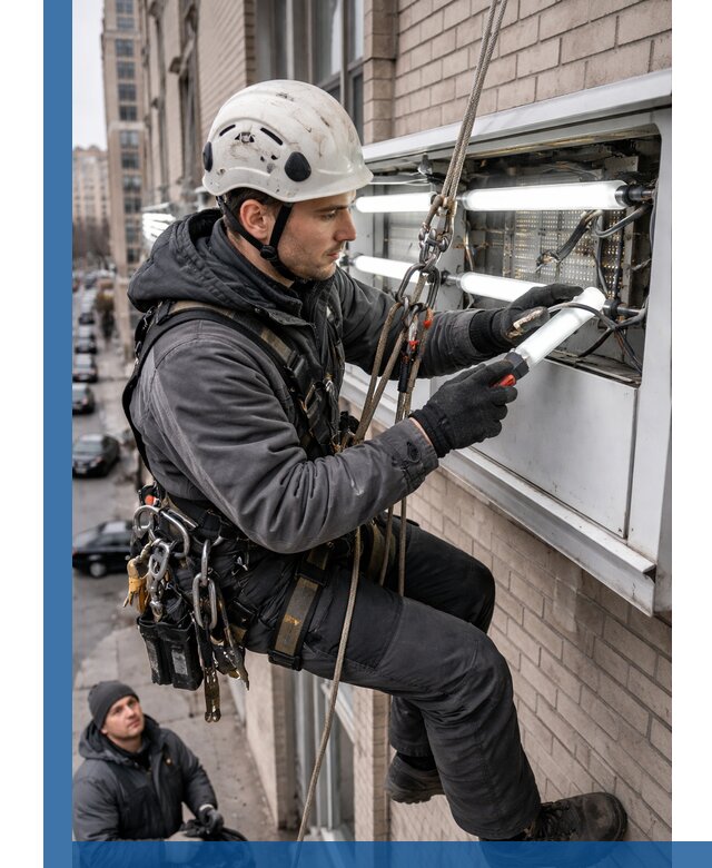 Профессиональная замена ламп в наружной вывеске в Королёве