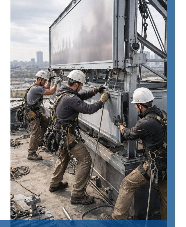 Монтаж крышной рекламной конструкции в Королёве от 62382 р.|ВЫСОТНИК-Кор