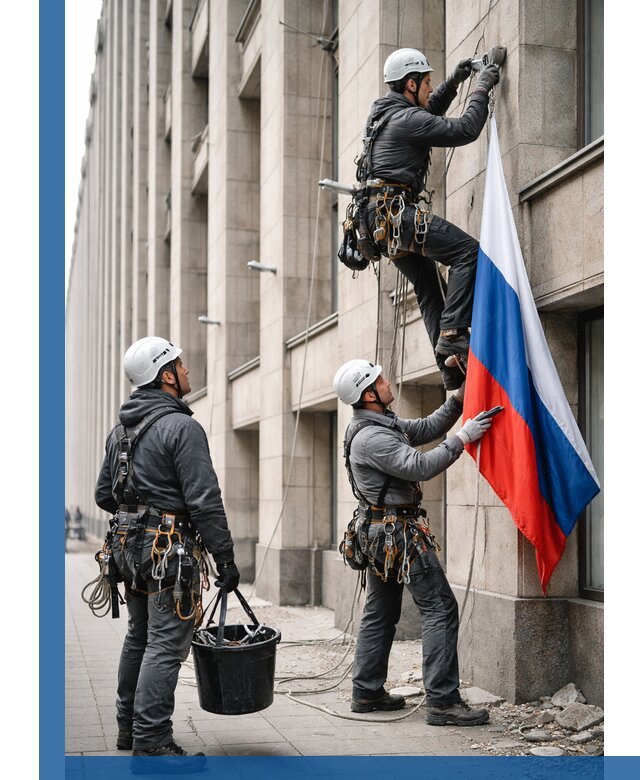 Профессиональная установка флагов на фасаде в Королёве