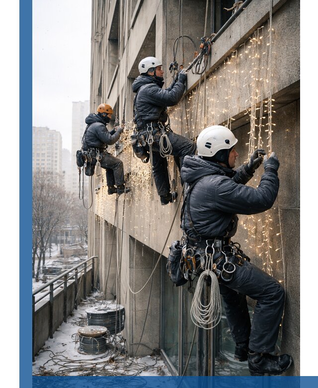 Монтаж новогодней иллюминации и украшение фасадов в Королёве