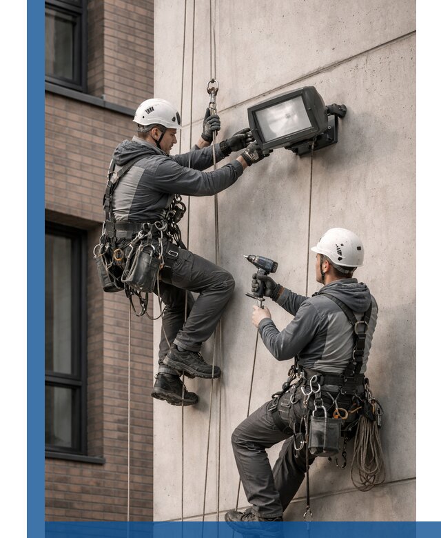 Профессиональный монтаж фасадных прожекторов в Королёве под ключ