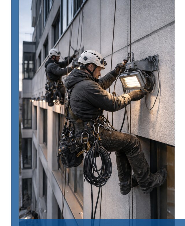 Монтаж фасадного освещения в Королёве установка и подключение