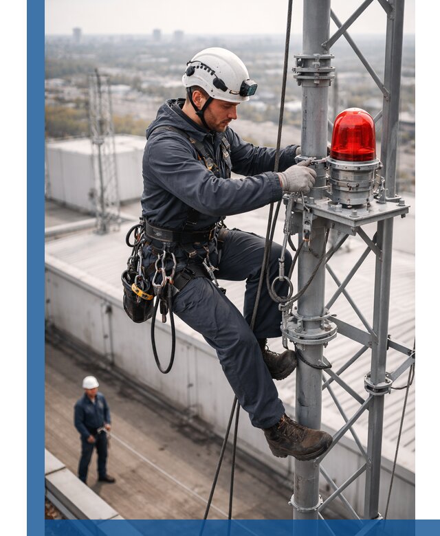 Монтаж заградительных огней и обслуживание объектов в Королёве