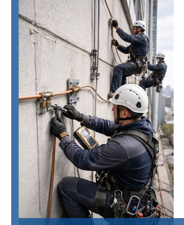 Монтаж системы заземления здания и молниезащиты в Королёве