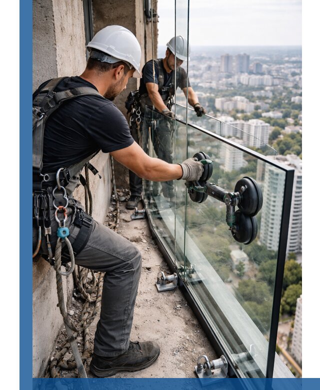 Монтаж стеклянных ограждений под ключ с гарантией в Королёве