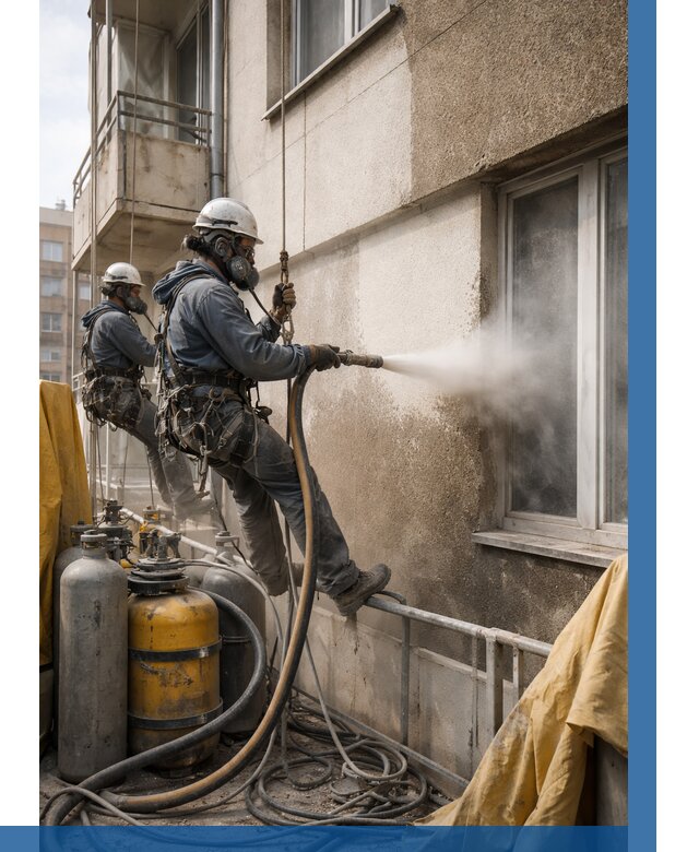 Пескоструйная очистка фасада в Королёве от 676 р. | ВЫСОТНИК-Кор