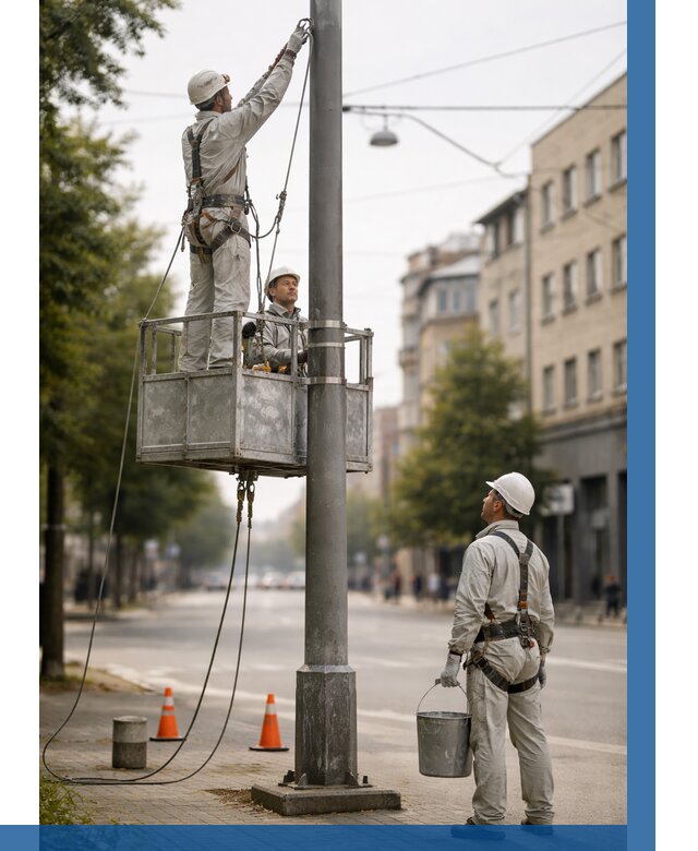 Покраска опор освещения в Королёве от 5199 р. | ВЫСОТНИК-Кор